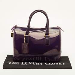 Pre Owned Furla Candy Dark Purple Rubber Satchel