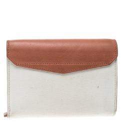 Pre Owned Fendi White/Peach Leather Small 2Jours Wallet
