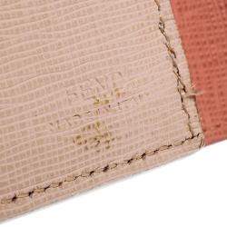 Pre Owned Fendi White/Peach Leather Small 2Jours Wallet