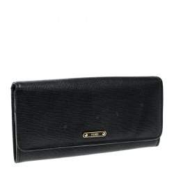 Pre Owned Fendi Black Leather Crayons Continental Wallet