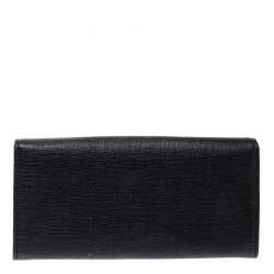 Pre Owned Fendi Black Leather Crayons Continental Wallet