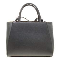 Pre Owned Fendi Grey Two Tone Leather Mini 2Jours Tote