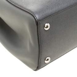 Pre Owned Fendi Grey Two Tone Leather Mini 2Jours Tote