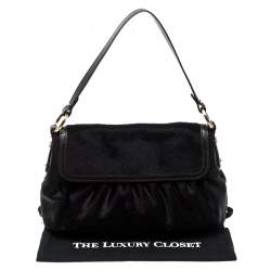 Pre Owned Fendi Dark Brown Pony Hair Chef Shoulder Bag