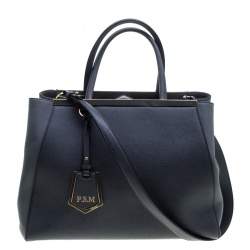 Pre Owned Fendi Grey Leather Medium 2Jours Tote