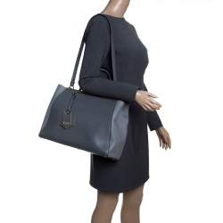 Pre Owned Fendi Grey Leather Medium 2Jours Tote