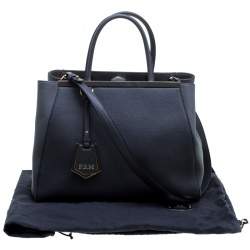 Pre Owned Fendi Grey Leather Medium 2Jours Tote