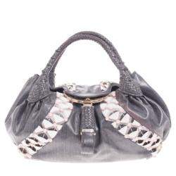 Pre Owned Fendi Grey Limited Edition Beaded Spy Bag