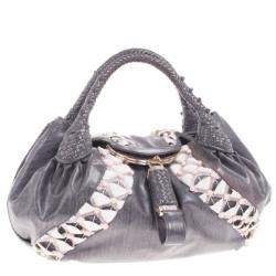 Pre Owned Fendi Grey Limited Edition Beaded Spy Bag