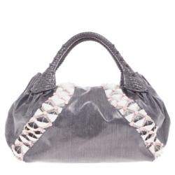 Pre Owned Fendi Grey Limited Edition Beaded Spy Bag