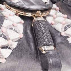Pre Owned Fendi Grey Limited Edition Beaded Spy Bag