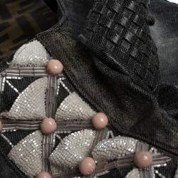 Pre Owned Fendi Grey Limited Edition Beaded Spy Bag