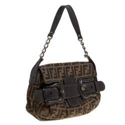 Pre Owned Fendi Tobacco Zucca Canvas B Bis Shoulder Bag 
