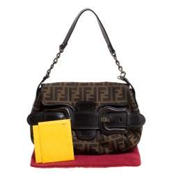 Pre Owned Fendi Tobacco Zucca Canvas B Bis Shoulder Bag 