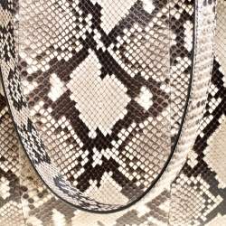 Pre Owned Fendi Beige Python with Suede and Python Lining Large Peekaboo Top Handle Bag