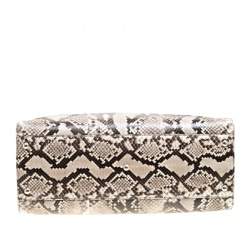 Pre Owned Fendi Beige Python with Suede and Python Lining Large Peekaboo Top Handle Bag