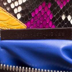 Pre Owned Fendi Beige Python with Suede and Python Lining Large Peekaboo Top Handle Bag