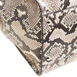 Pre Owned Fendi Beige Python with Suede and Python Lining Large Peekaboo Top Handle Bag