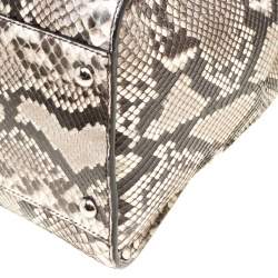 Pre Owned Fendi Beige Python with Suede and Python Lining Large Peekaboo Top Handle Bag