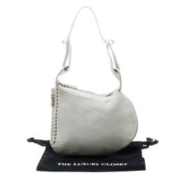 Fendi Ivory Selleria Leather Small Oyster Hobo