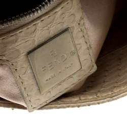 Pre Owned Fendi Cream Python Mamma Forever Shoulder Bag