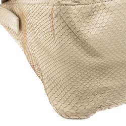Pre Owned Fendi Cream Python Mamma Forever Shoulder Bag