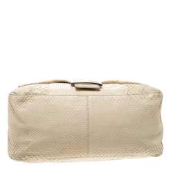 Pre Owned Fendi Cream Python Mamma Forever Shoulder Bag