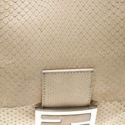 Pre Owned Fendi Cream Python Mamma Forever Shoulder Bag