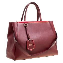 Pre Owned Fendi Red Leather Medium 2jours Tote