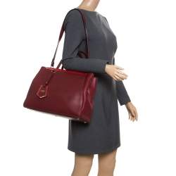 Pre Owned Fendi Red Leather Medium 2jours Tote