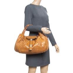 Fendi Brown Crocodile Spy Hobo