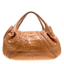 Fendi Brown Crocodile Spy Hobo