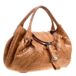 Fendi Brown Crocodile Spy Hobo