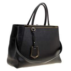 Pre Owned Fendi Black Leather Medium 2jours Tote