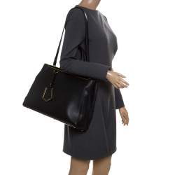 Pre Owned Fendi Black Leather Medium 2jours Tote