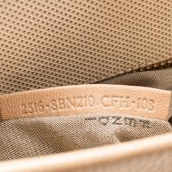 Pre Owned Fendi Beige Leather Large Peekaboo Top Handle Bag