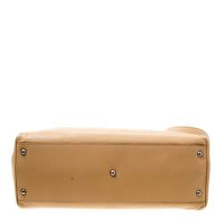 Pre Owned Fendi Beige Leather Large Peekaboo Top Handle Bag