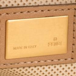 Pre Owned Fendi Beige Leather Large Peekaboo Top Handle Bag