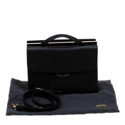 Pre Owned Fendi Black Textured Leather Small Demi Jour Top Handle Bag