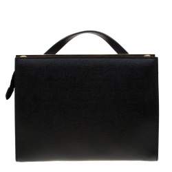 Pre Owned Fendi Black Textured Leather Small Demi Jour Top Handle Bag