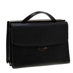 Pre Owned Fendi Black Textured Leather Small Demi Jour Top Handle Bag