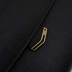 Pre Owned Fendi Black Textured Leather Small Demi Jour Top Handle Bag