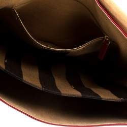 Pre Owned Fendi Red Leather Large Claudia Shoulder Bag 