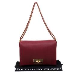 Pre Owned Fendi Red Leather Large Claudia Shoulder Bag 