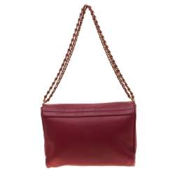 Pre Owned Fendi Red Leather Large Claudia Shoulder Bag 