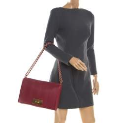 Pre Owned Fendi Red Leather Large Claudia Shoulder Bag 