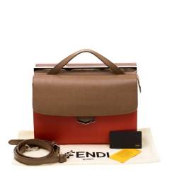 Pre Owned Fendi Tri Color Textured Leather Small Demi Jour Top Handle Bag