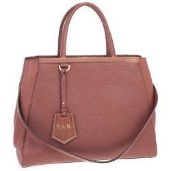 Pre Owned Fendi Old Rose Leather Medium 2jours Tote