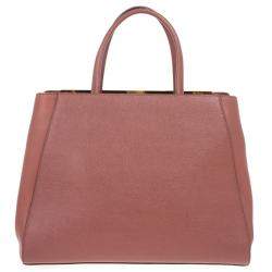 Pre Owned Fendi Old Rose Leather Medium 2jours Tote