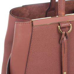 Pre Owned Fendi Old Rose Leather Medium 2jours Tote